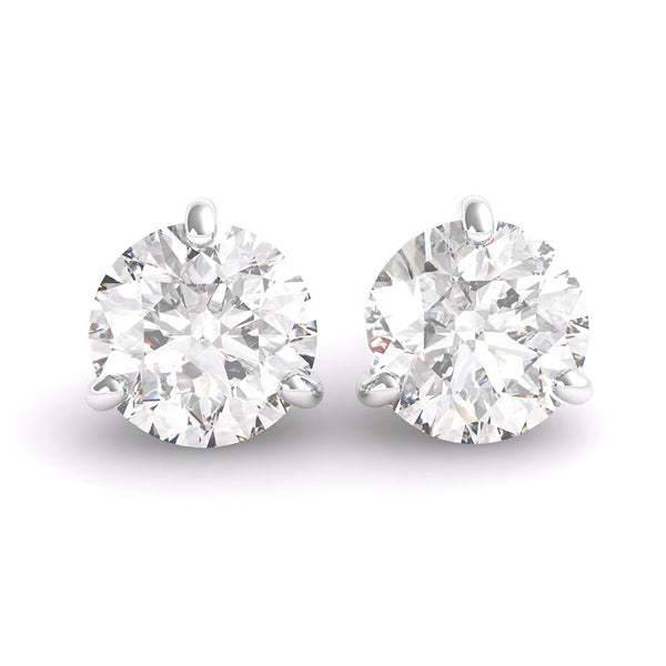 Round Cut Diamond Studs- 3 Prong