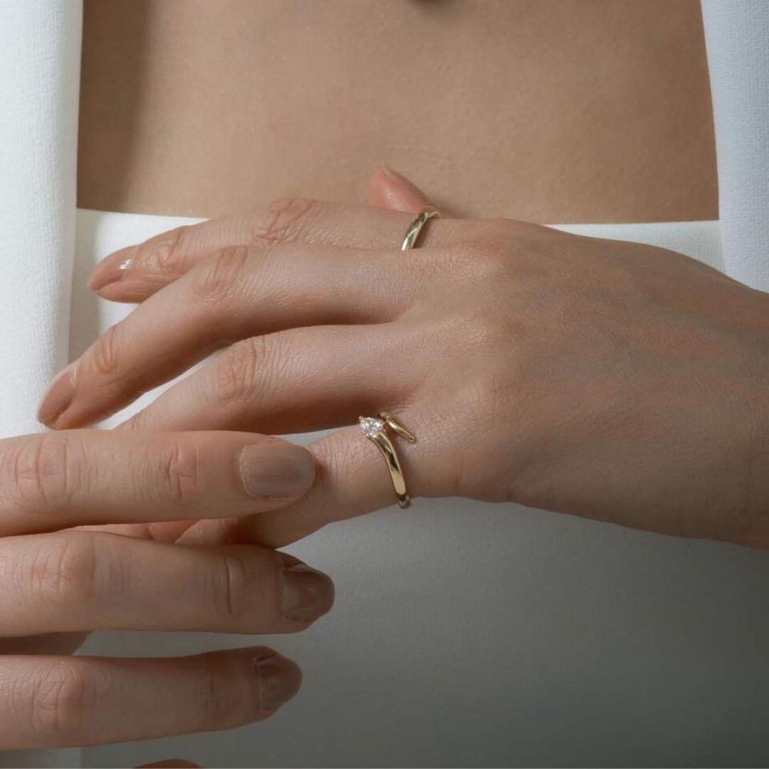 Pear cut Diamond Pinky Ring