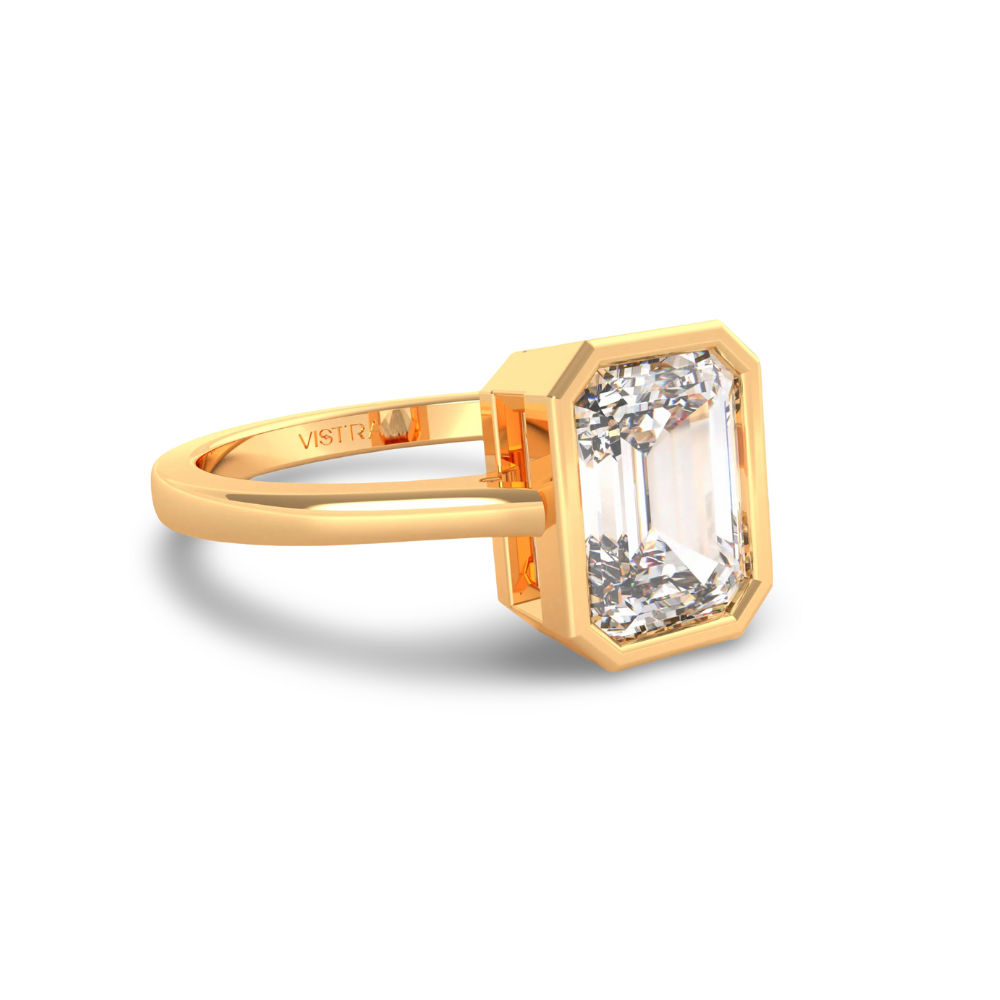 Emerald Cut Diamond Bezel Ring
