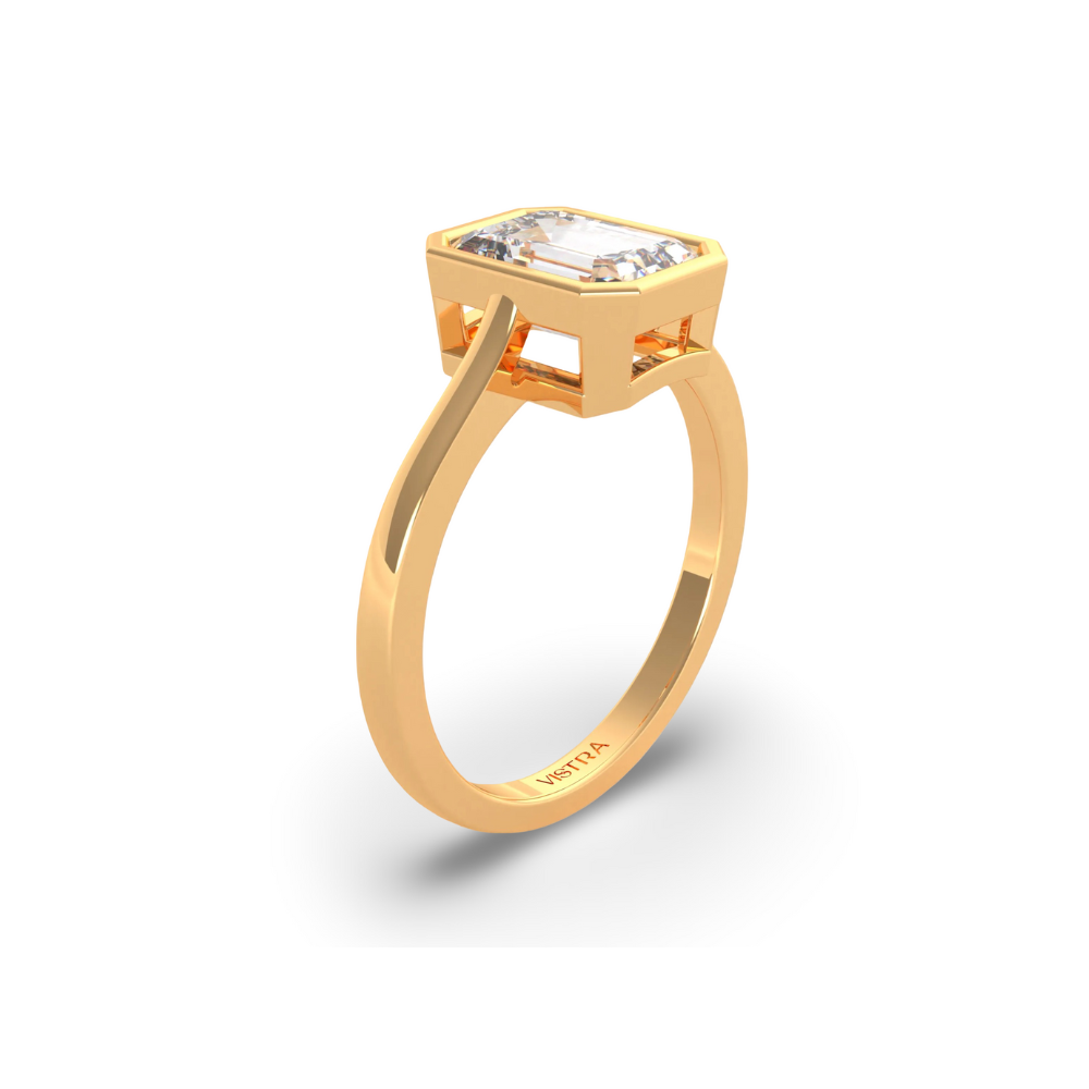 Emerald Cut Diamond Bezel Ring