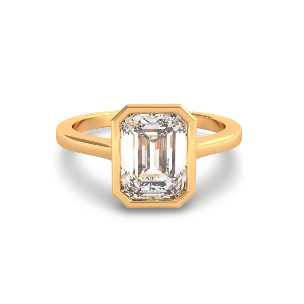 Emerald Cut Diamond Bezel Ring