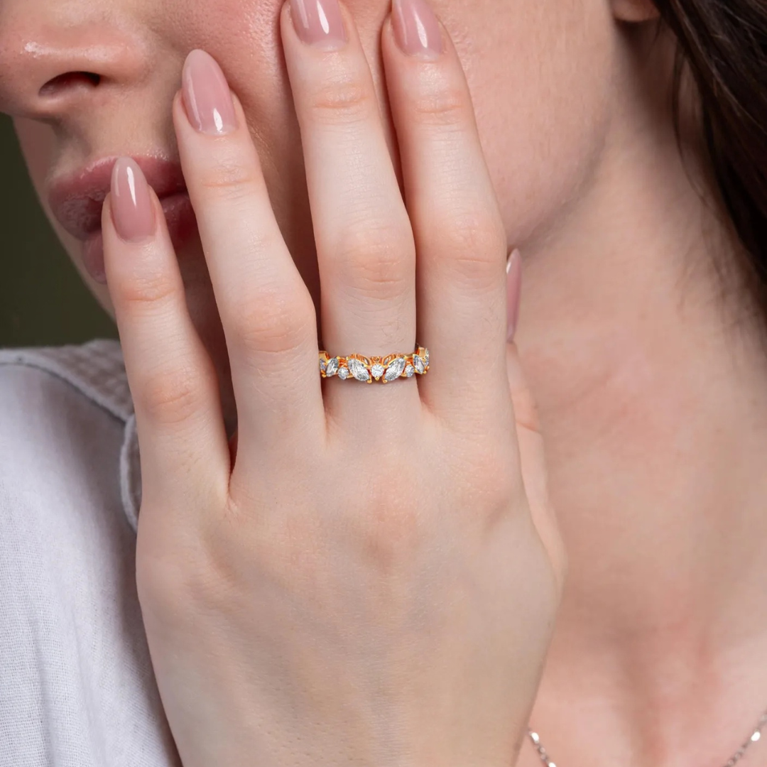 Marquise and Round Cut Diamond Eternity Band
