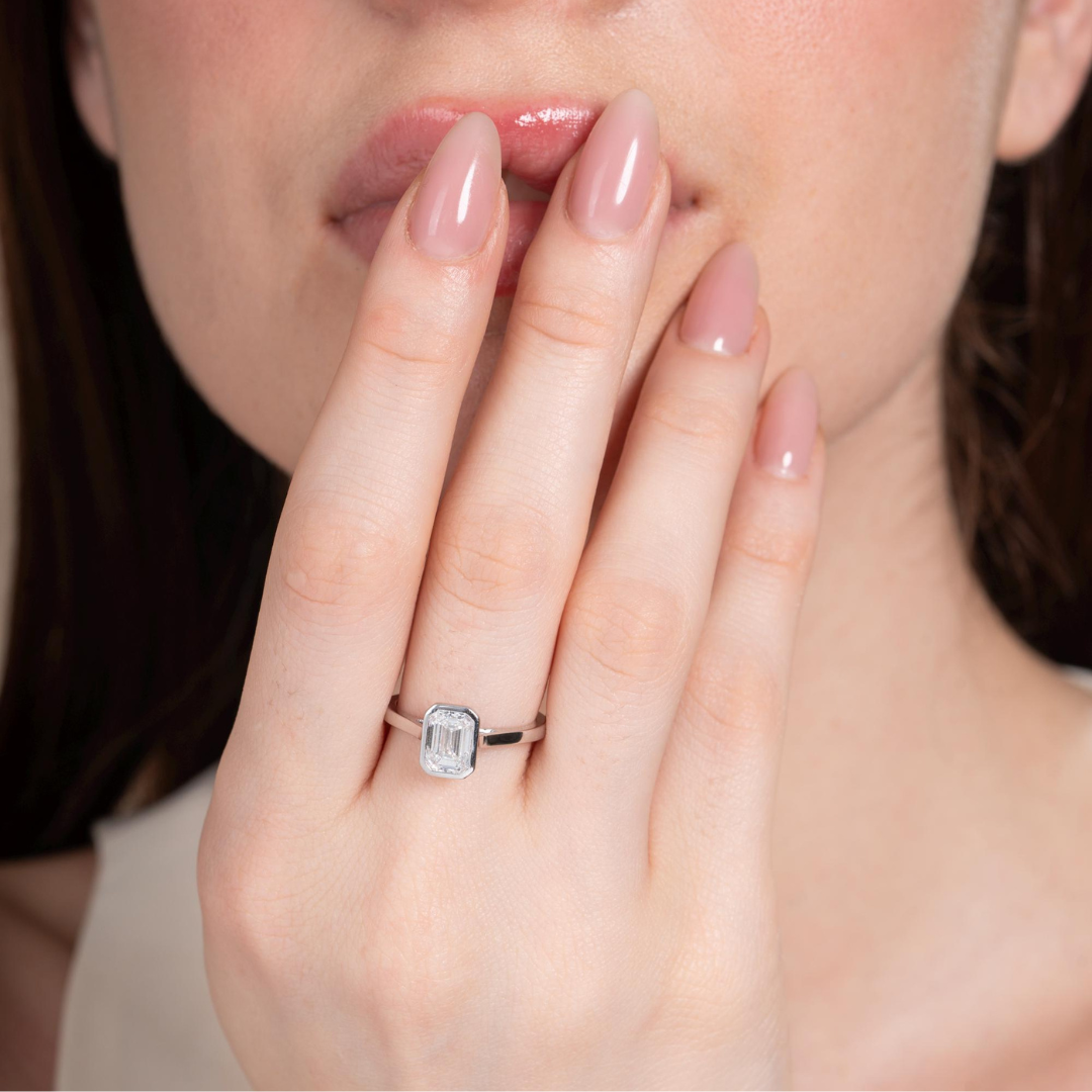 Emerald Cut Diamond Bezel Ring