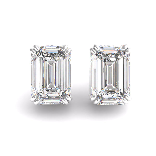 Emerald Cut Diamond Studs