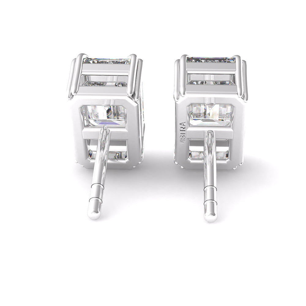 Emerald Cut Diamond Studs