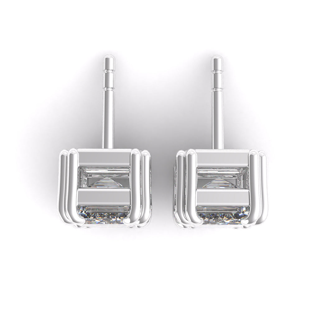 Emerald Cut Diamond Studs