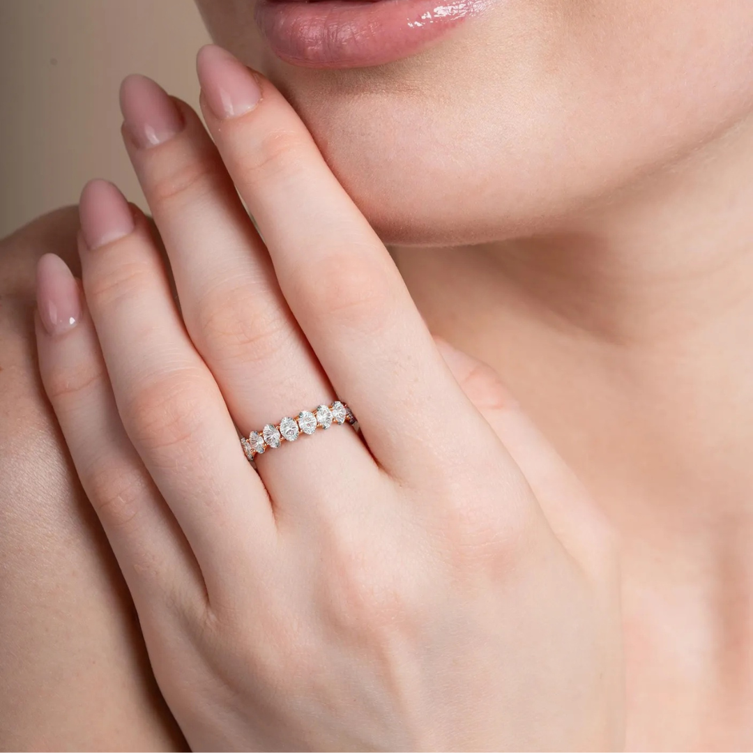 Oval Cut Diamond Half Eternity Band
